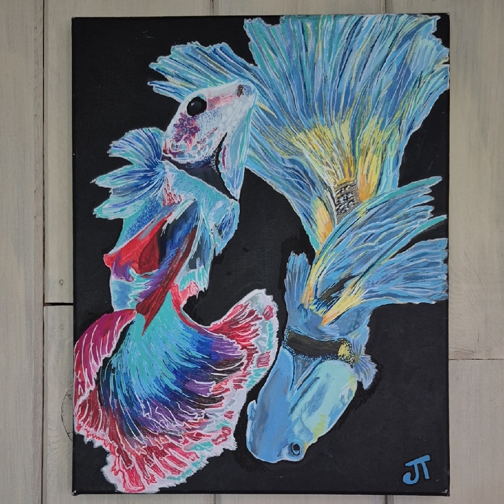 Original Fighting Fish Acrylic Art